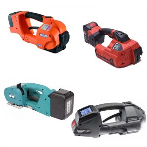 Professionelt omsnøringssæt TES PRO, 12-16mm, 2x batteri, oplader, PET bånd, vogn